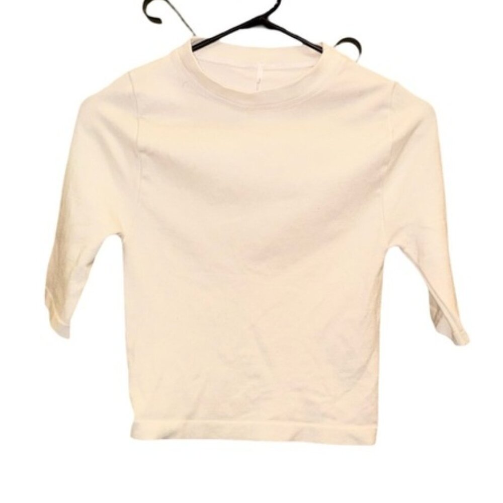 Free People White Short Sleeve Tee – Soft Knit Minimalist, M
